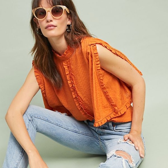 Anthropologie Tops - NWT Anthropologie Mojave Ruffled Buttondown SZ M